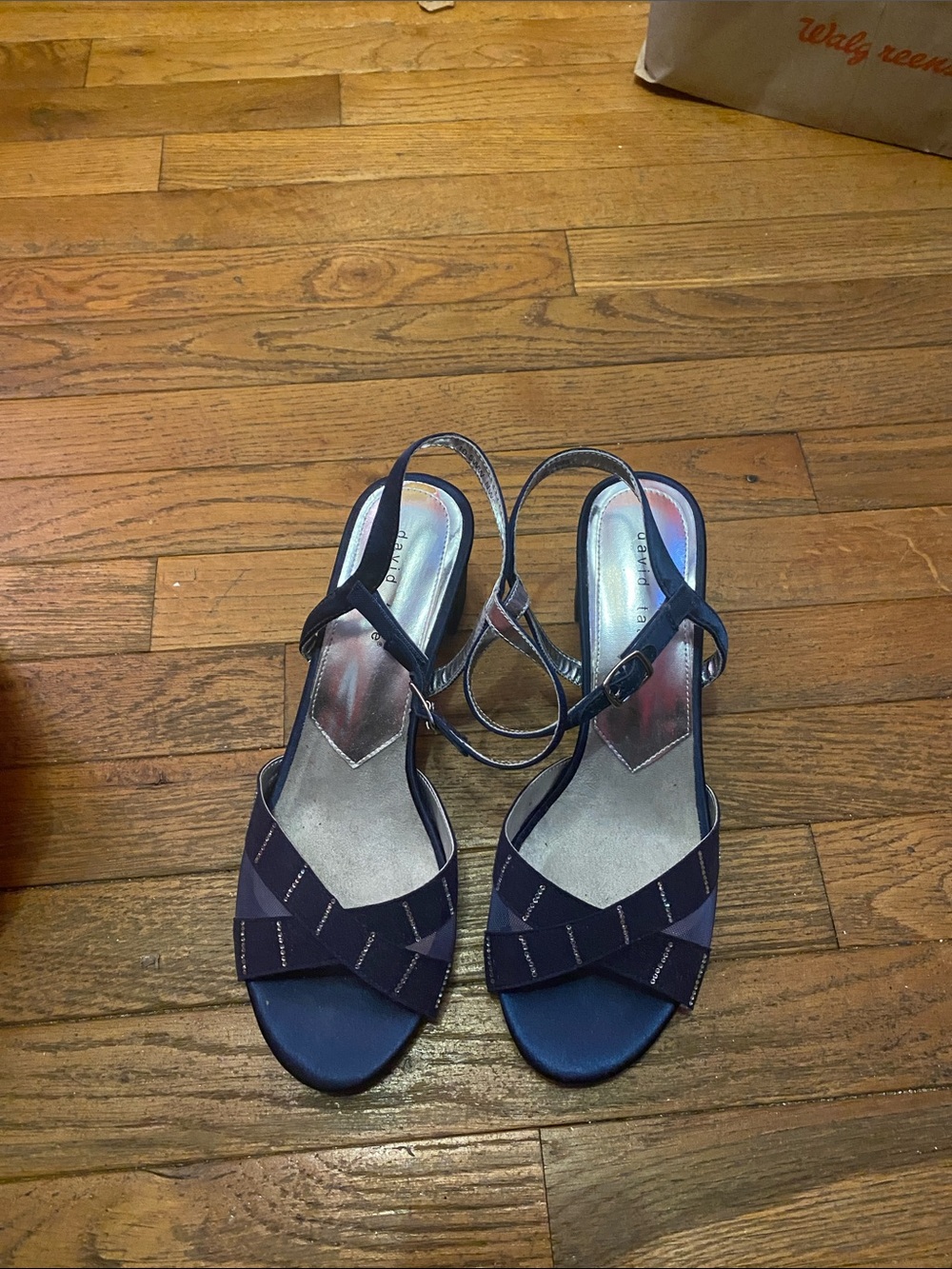 David Tate Navy Crisscross Slingback Sandals